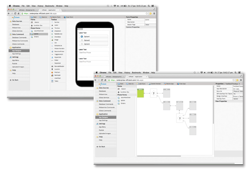 drag-and-drop visual IDE for mobile app